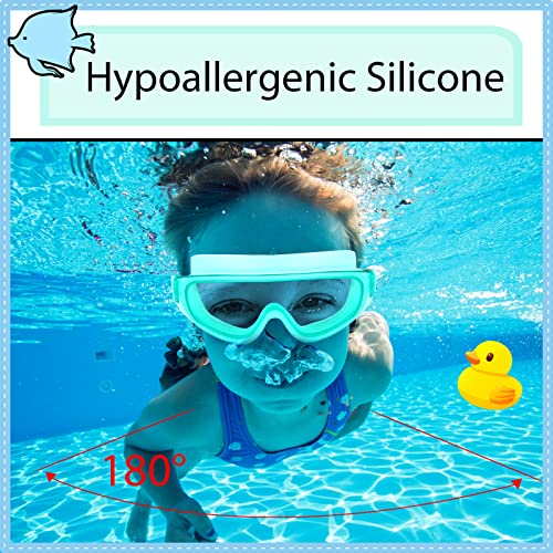 Theuzi 3 Pack Kids Swim Goggles, Swimming Glasses with One-Piece Wide Vision Lens from 3 to 15 Years Old