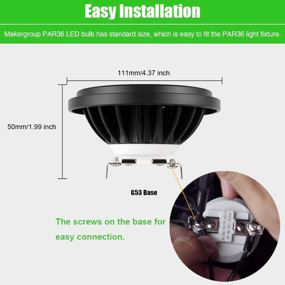 Makergroup Par36 Landscape Led Light Bulb 7W 12V Low Voltage Waterproof Spotlight For Outdoor Yard Lighting Tree Light  In-Ground Well Light  Warm White 2700-3000K