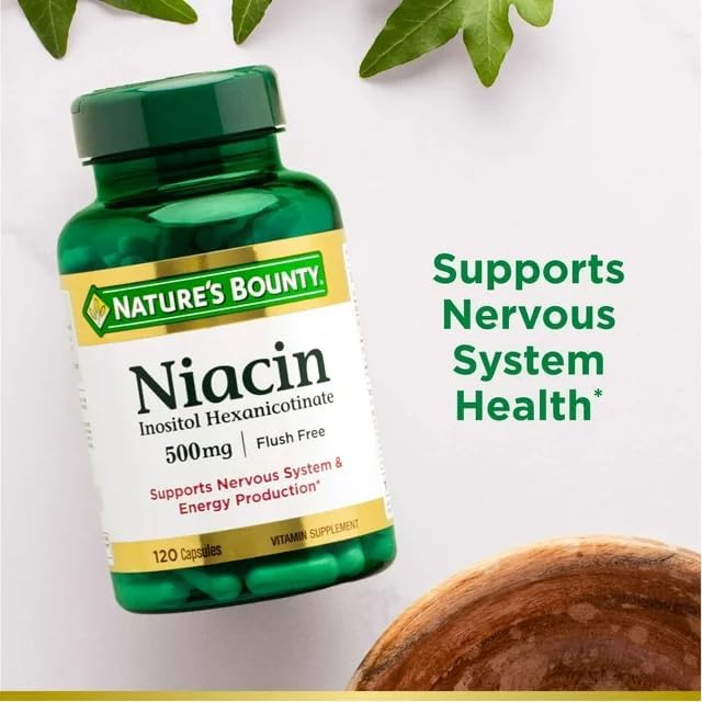 Nature's Bounty Flush Free Niacin 500 Mg, 240 Capsules (2 X 120 Count Bottles)