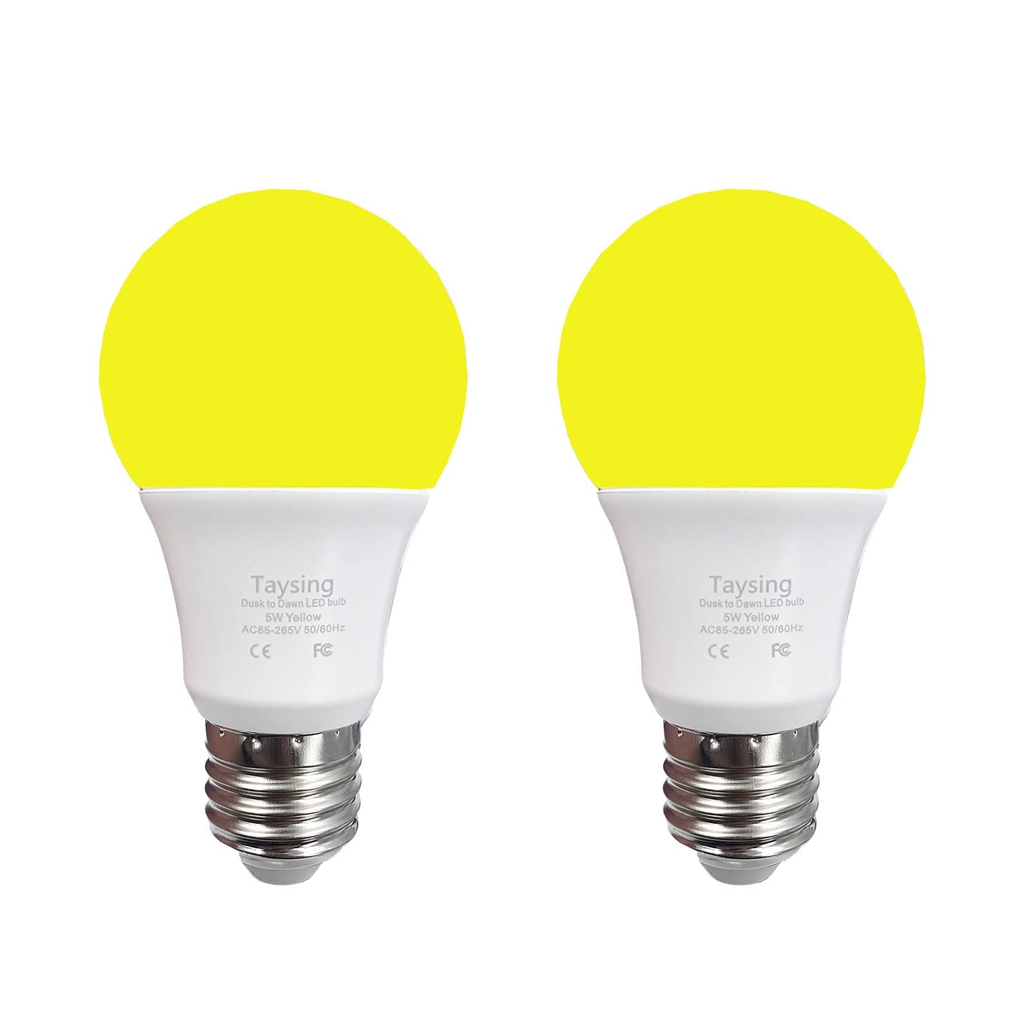 Taysing Smart LED Light Bulbs with Light Sensor, 5W, 500lm, Amber Yellow, 40W Equivalent, 2 Pack