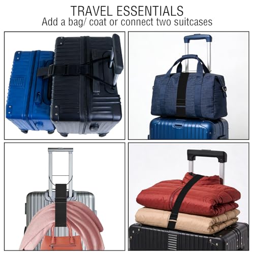 3PCS Luggage Straps,Adjustable Luggage Connector Straps with Heavy-Duty Elastic Belt to Connect Two Suitcases,Add a Bag Lu...