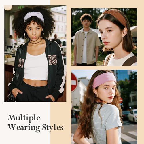 HSEM Headbands for Women, Wide Elastic Head Bands, Non-Slip Thick Hair Bands, Sports Stretchy Sweat Bands, Large Knotted S...