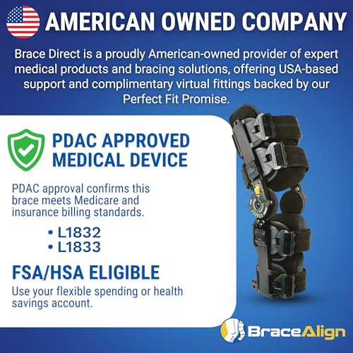 Brace Align FlexTrack ROM Telescoping Post Op Knee Brace - Adjustable Hinged Stabilizer for ACL, MCL, PCL Injury Recovery...