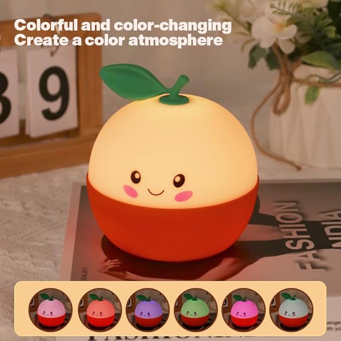 Tangerine Night Light,Cute Orange Sleep Light,Night Light for Kids,Charming lamp Decoration for Children's Rooms, Delightful Gifts for Baby Boys and Girls, Christmas Presents