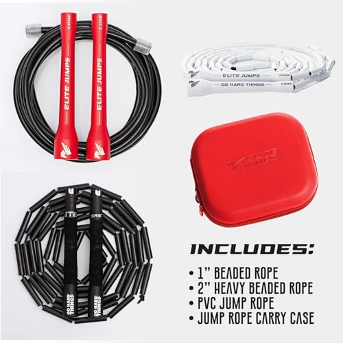 Elite Jumps - Beginner Progression Bundle - 3 Weighted Jump Ropes & Storage Case - Ropes for Beginners, Intermediates, & A...