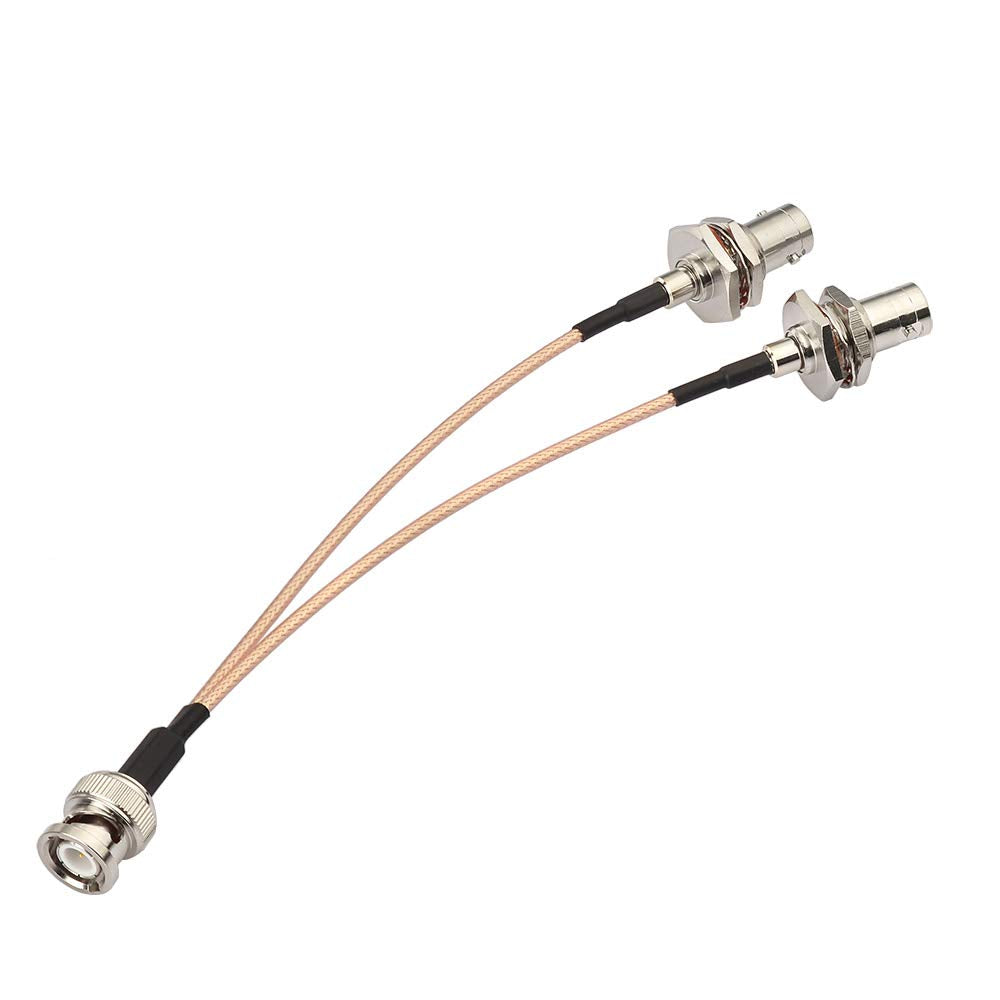 Superbat Bnc Splitter Cable - Male To Dual Female V Type Adapter, 50Ohm, 15Cm (6 Inches), For Camera, Antenna, Scanners, Radio