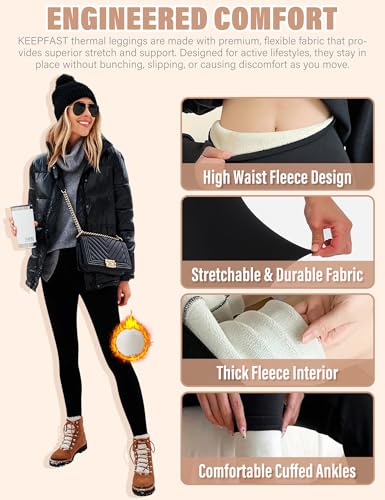Women's Fleece Lined Leggings Weather Thick Thermal Warm Winter Tights Butt Lift High Waist Tummy Control Yoga Pants