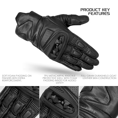 WARDLER Vortex Motorcycle Gloves for Men/Women, Cowhide Leather Touchscreen, Summer, Vortex Knuckle & Finger Protection, M...