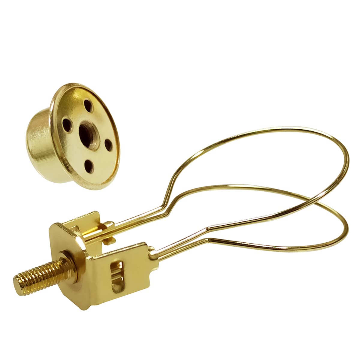 Yuntop Lamp Holder For Clip-On Light Bulbs, Metal, Gold, 1.2 X 2.1 X 4.3, Includes Finial, Diy Adapter For Shades
