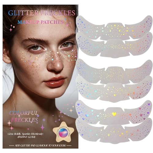 Glitter Freckles, Holographic Face and Body Glitter Tattoo Sparkle for Women Gold Glow Cosmetic Star Makeup Accessories fo...