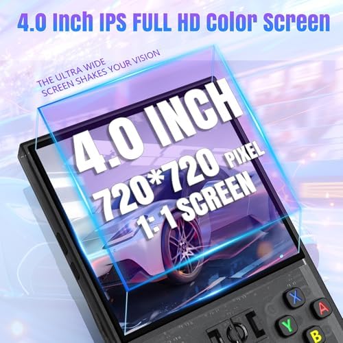 R36MAX Retro Gaming Console, Built-in 64G TF Card, Open Source Linux System, Support 23＋Mainstream Emulator Games & 18000+ Classic Games, 4.0-in 4k HD IPS Screen Video Player, 4000mAh Battery(Black)