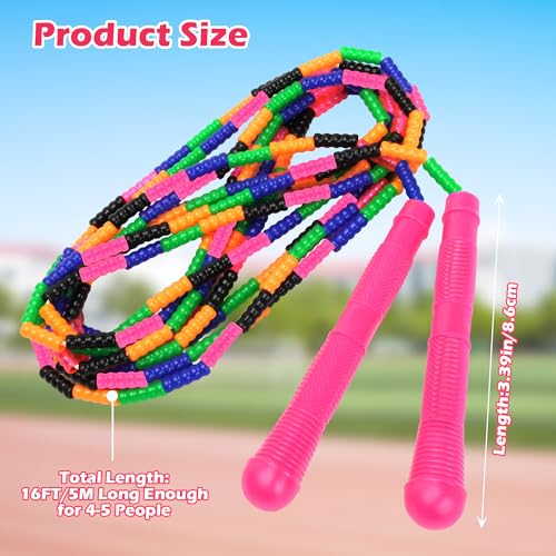 Coolrunner 16 FT Long Jump Rope(4 PACK), Double Dutch Jump Ropes Soft Beaded Skipping for Kids Adults Plastic Segmented Lo...