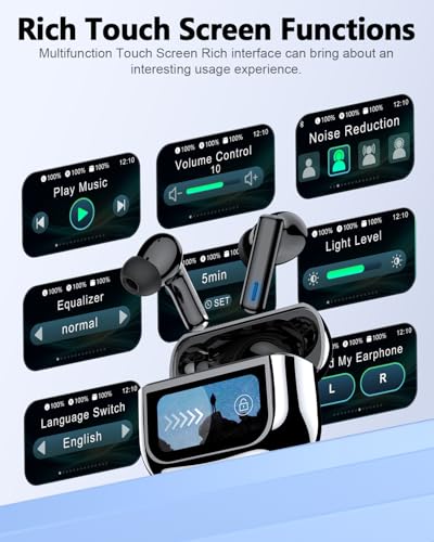 ZIUTY Wireless Earbuds Bluetooth Headphones, ANC/ENC Noise Cancelling, Ear Buds with Multifuntional Touch Screen, 40H Ster...