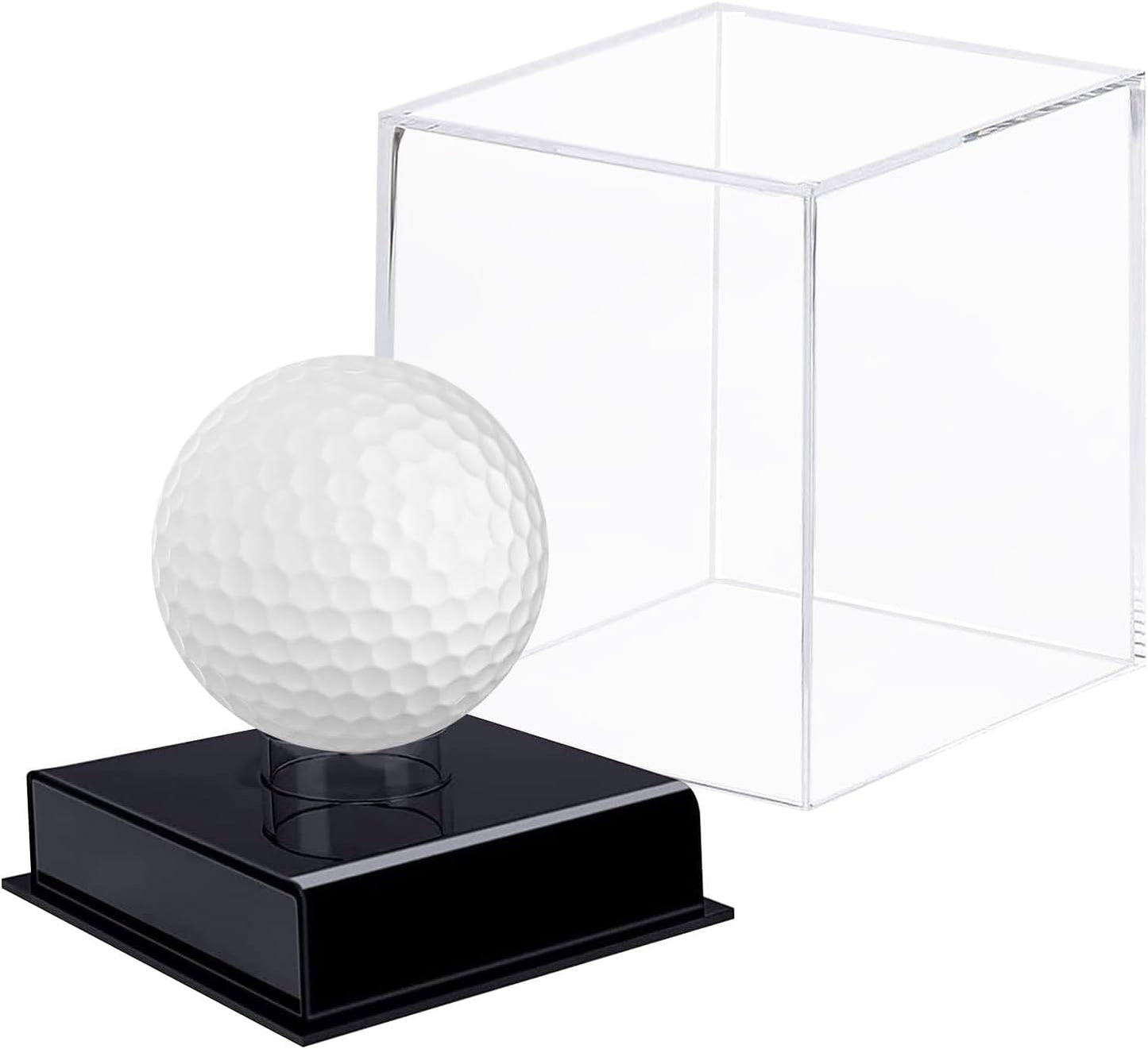 Custom Golf Ball Display Case Acrylic Golf Ball Holder Case Laser Engraved Plaque Showcase Your Cherished Golf Ball Memorabilia (Coffee Gold)