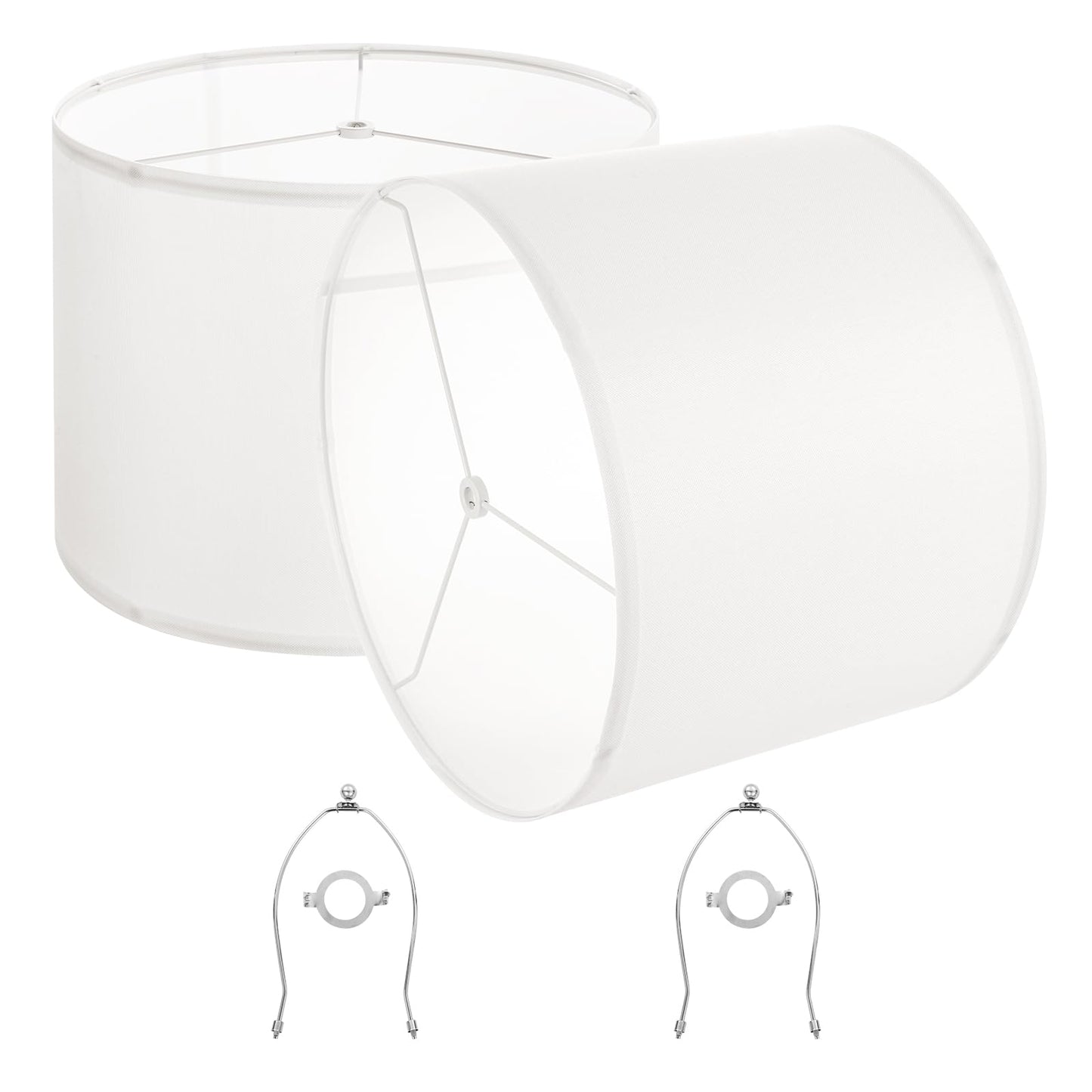 Vevor Drum Lamp Shade 2 Set  16 In Top X 16 In Bottom X 12 In High  Large Lampshade With Harp  Replacement Lamp Shade For Table Lamps Floor Lamps Pendant Lights  Easy Assembly Required (Off-White)