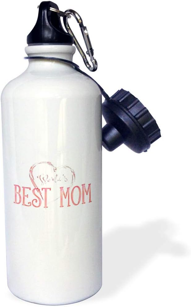 3dRose Worlds Best Mom – Adorable Gift Sports Water Bottle, 21 oz, Multicolor