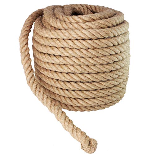 Manila Rope 1 Inch x 100 Feet, Twisted Thick Rope for Landscaping, Crafts, Sporting,Marine, Projects and Tie-Downs