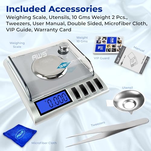 AWS Gemini-20 Milligram Scale 20g x 0.001g–Digital Jewelry/Lab Scale for Powder, Gold, Gems – Includes Calibration Weight...