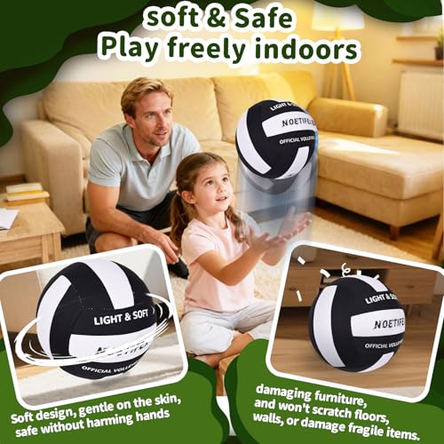 Noetifex Soft Volleyball-Super Soft Fabric Light Volleyball for Indoor Practice Safe and Quiet Kids Youth Beginners House ...