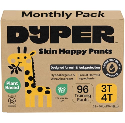 DYPER Toddler Training Pants 3T-4T for Boys & Girls Hypoallergenic, Unscented, Plant-Based & Perfect for Sensitive Skin, L...