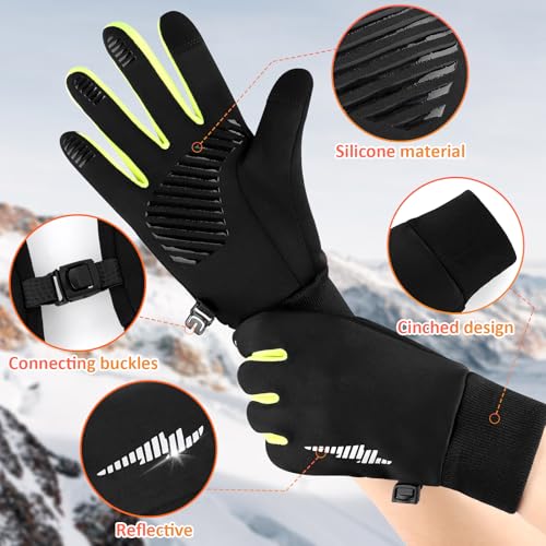 Duoyeree Kids Winter Gloves Warm Touchscreen Windproof Water Resistant Soft Lining Cycling Skiing Gloves for Boys Girls