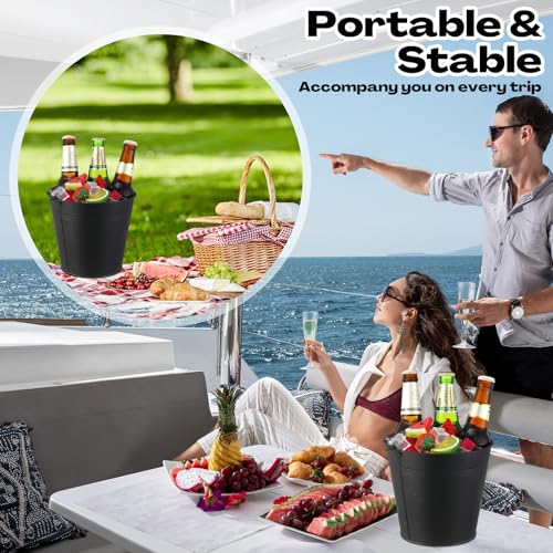 Didaey 24 Pcs Metal Beer Bucket Bulk Ice Bucket Ice Pails with Handle Champagne Soda Party Beverage Chiller for Summer Pic...