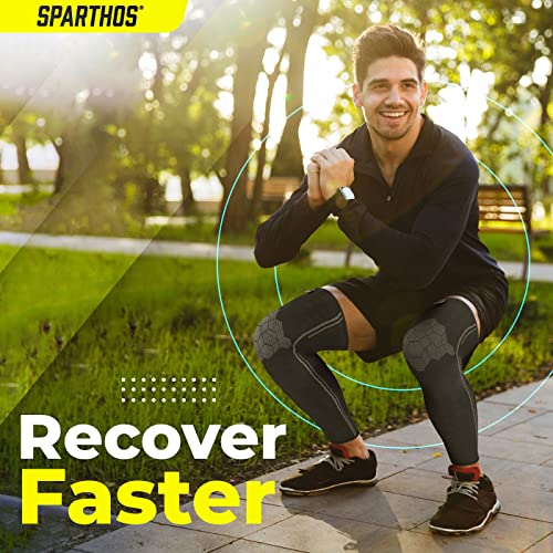 Sparthos Full Leg Compression Sleeves - Brace for Calf, Knee and Thigh, Recovery, Support Pain Relief for Sports Shin Spli...