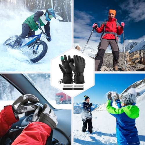 Pnosnesy Ski Gloves,Snow Gloves,Waterproof Cold Weather Winter Gloves for Parent Boys Girls- Cycling, Driving, Running
