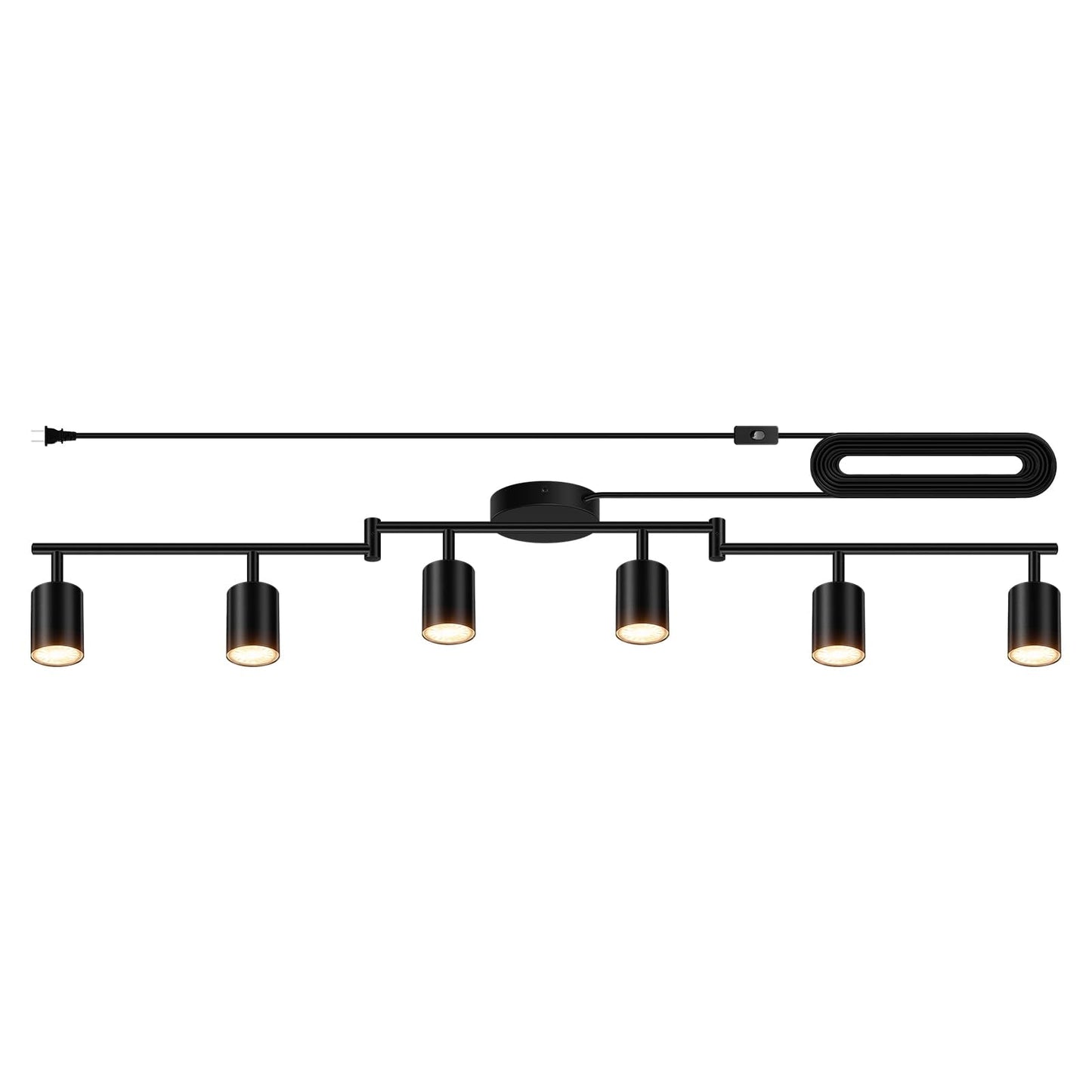 Plug In Track Lighting Led  Track Lighting Fixtures Ceiling  Black 6-Light Kitchen Light Kit  Plug In Wall Light With 14.8Ft Power Cord  Rotatable Ceiling Spotlight For Bedroom(Gu10 Socket  No Bulb)
