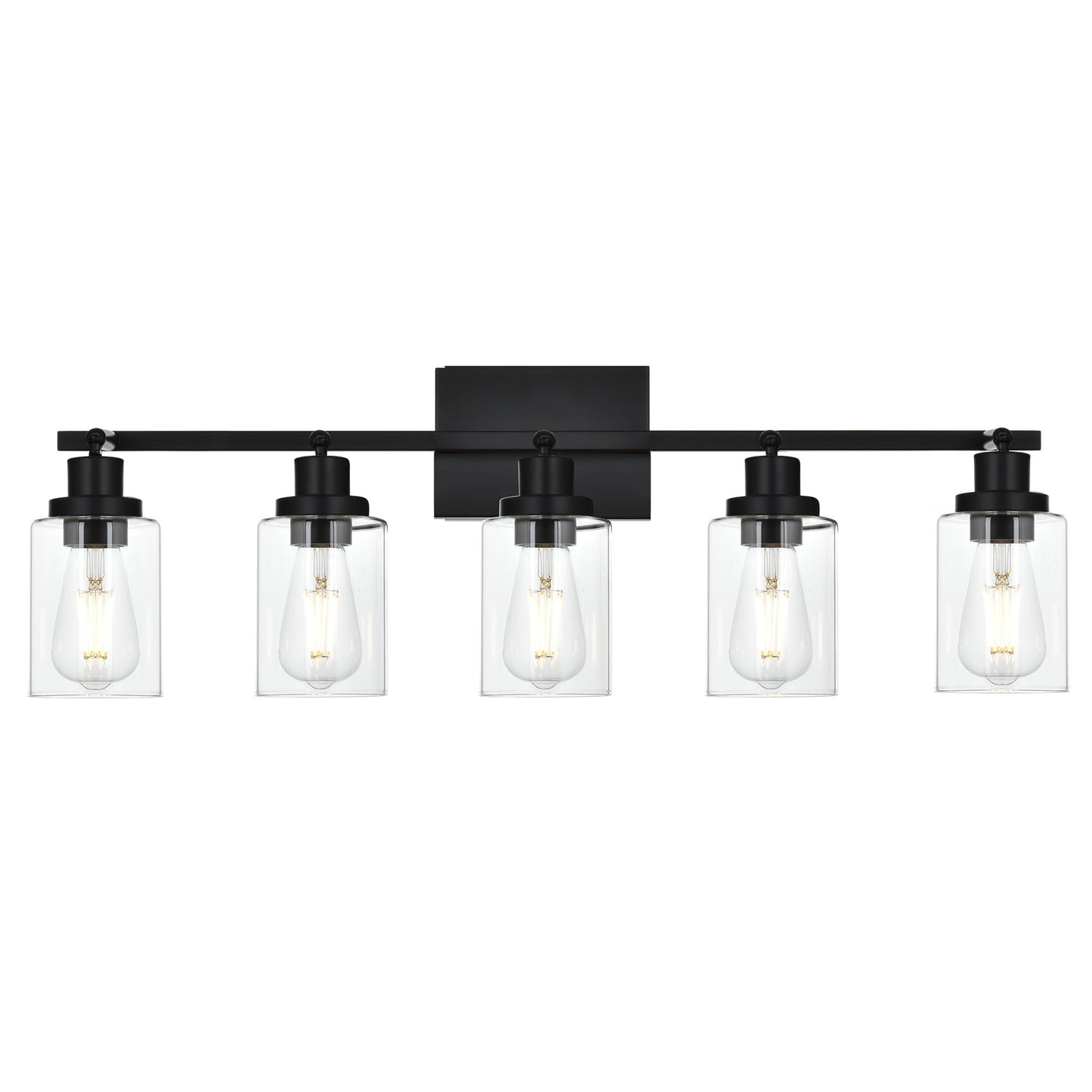 Wanluce 5-Light Track Lighting Kit Black Track Lighting Fixtures Bathroom Wall Sconces Ceiling Mount Kitchen Tracking Lights  Rotatable Spotlight With Clear Glass Shade For Kitchen Shop Hallway