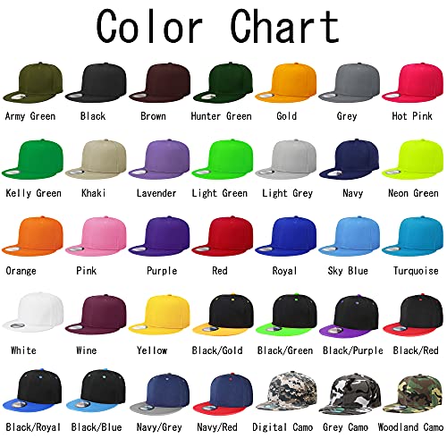 Falari Wholesale 12 Pack Snapback Hat Cap Hip Hop Style Flat Bill Blank Solid Color Adjustable Size