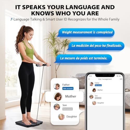 ABLEGRID 8-Electrode Body Composition Scale for Body Weight, Digital Bathroom Smart Body Fat Scale with Gradient Trends Di...