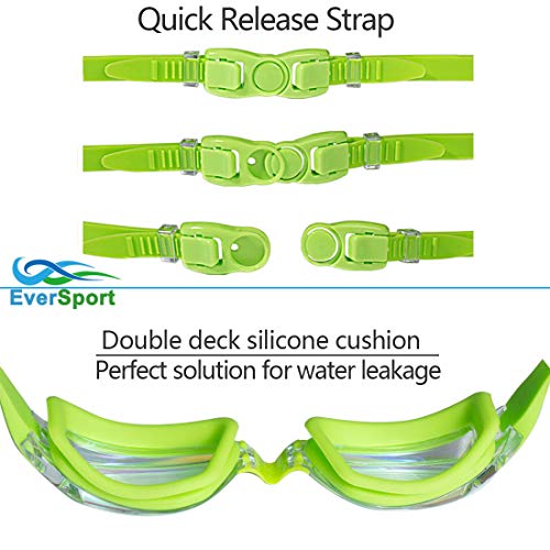 EverSport Kids Swim Goggles, Pack of 2 Swimming Goggles for Children Teens, Anti-Fog Anti-UV Youth Swim Glasses for Age4-16