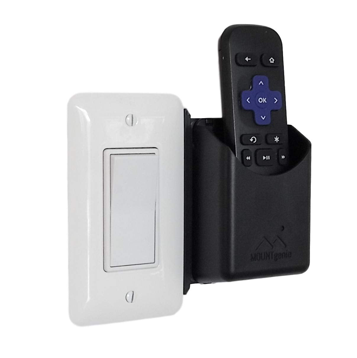 The No-Screwups Remote Control Holder By Mount Genie (Black): Wall Mount With No Damaging Screws Or Tape. Installs In Seconds On