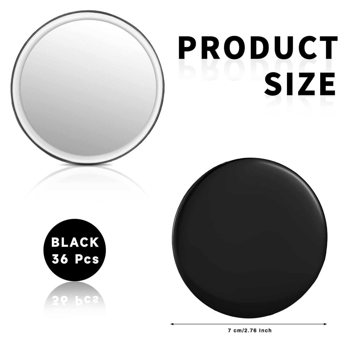 Blulu Compact Mirror Bulk Mini Portable Round Small Makeup Pocket Mirror for Purse Women Travel Daily Use, 2.76 Inch(Black,36 Pi