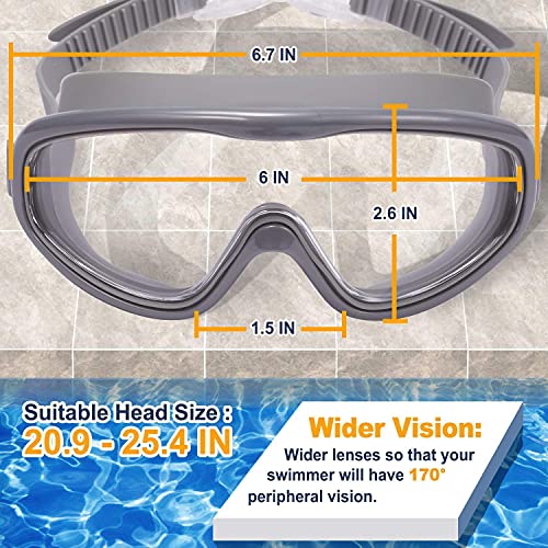 Braylin Adult Swim Goggles, 2-Pack Wide View Swim Goggles for Men Women Youth Teen, Anti-Fog, Over 15