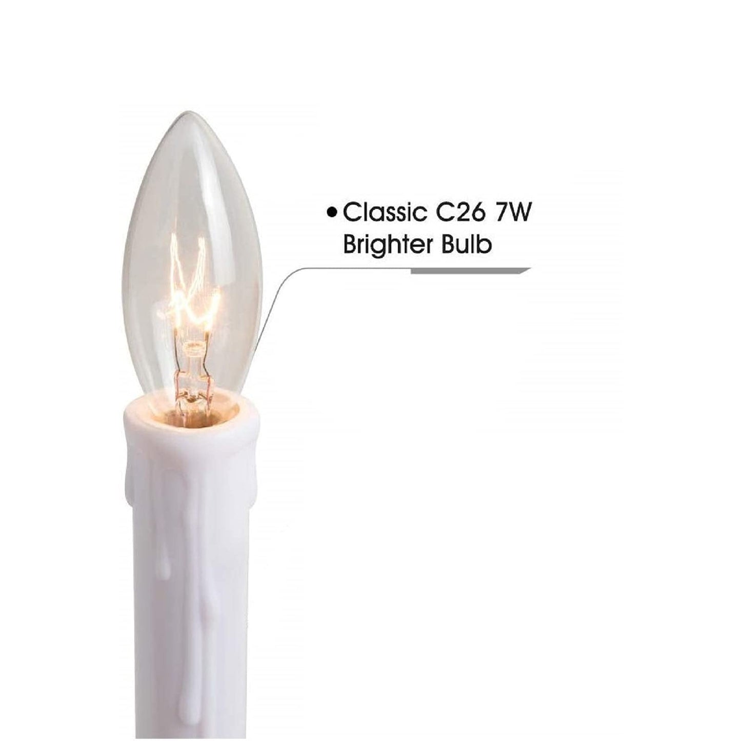 Sunsgne 25 Pack Clear Torpedo Tip Replacement Bulbs - E12 Candelabra Base, 120V 7 Watts, Ideal For Electric Candle Lamps & Chandeliers