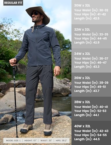 MOURCE Hiking Pants Men Lightweight Quick-Dry - Water Resistant Stretch Travel Pants with 7 Pockets for Outdoor Fishing