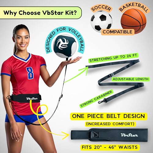 VbStar Volleyball Training Equipment Aid - Practice Your Serving, Setting & Spiking with Ease, Great Solo Serve & Spike Tr...