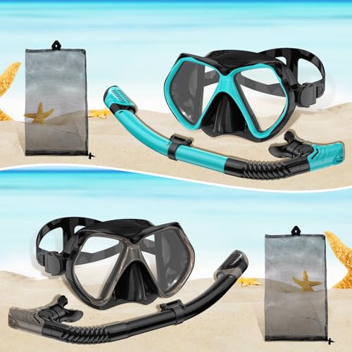 2 Pack Snorkeling Gear for Adults, Dry Snorkel, Mask Set Adult, Diving Scuba Mask, Scuba Gear, Swimming Goggles with Nose ...