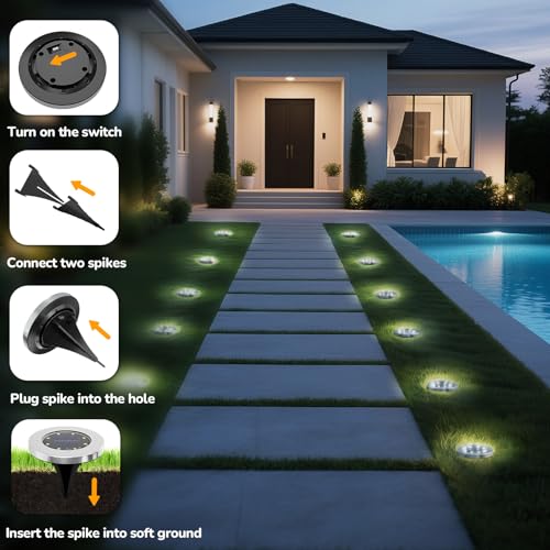 INCX Solar Lights for Outside,12 Pack Solar Lights Outdoor Waterproof, Solar Garden Lights Landscape Lighting for Patio Pa...