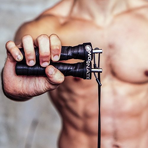 WOD Nation Attack Speed Jump Rope : Adjustable Jumping Ropes : Unique Two Cable Skipping Workout System : One Thick and On...