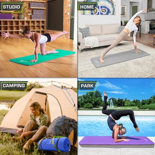 ProsourceFit Extra Thick Yoga and Pilates Mat ½” (13mm) or 1" (25mm), 71-inch Long High Density Exercise Mat with Comfort ...