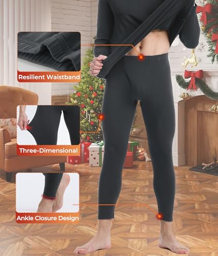 BAMBOO COOL BlazeBoo Men's Thermal Underwear with Soft Fleece Lined Base Layer Cold Weather Top Bottom Gift Set