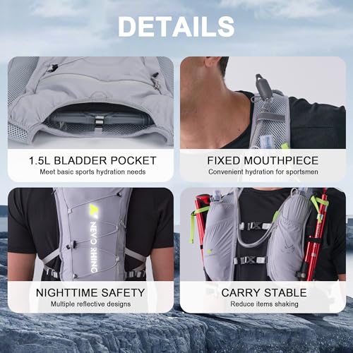 N NEVO RHINO 5.5L Running Vest for Women Men, Lightweight Hydration Vest with 1.5L Water Bladder, Breathable Water Backpac...