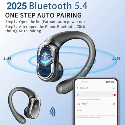 Wireless Earbuds, 2026 Bluetooth 5.4 Headphones Sport, 50Hrs HiFi Stereo Deep Bass Over-Ear buds with ENC Noise Cancelling...