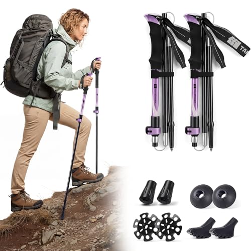 TANSTRIDER Collapsible Hiking Poles Folding Trekking Poles Walking Stick Lightweight Aluminum Hiking Gear with Metal Quick...