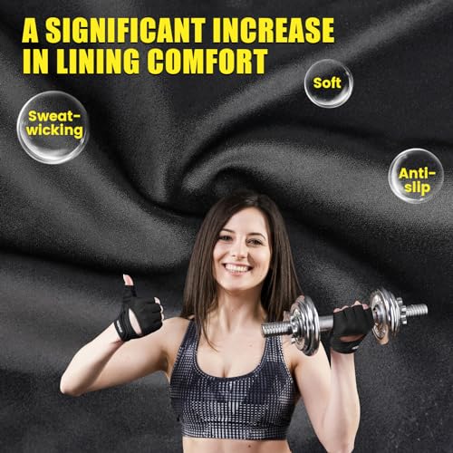 HOZMOZ Ventilated Weight Lifting Gloves, Thick Padded Workout Gym Gloves with Full Palm Protection & Grip & Shock Absorpti...