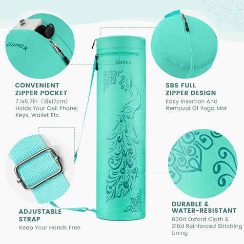 Gonex Yoga Mat Bag, Yoga Mat Carrier Full-Zip Exercise Yoga Mat Carry Bag for Women Men with 2 Multi-Functional Storage Ca...