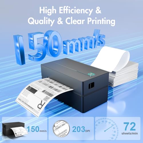 Bluetooth Thermal Shipping Label Printer: 4x6 Wireless Label Maker with Tape for Small Business - Compatible with iPhone, ...